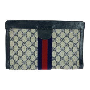 Gucci Leather GG Sherry Line Supreme Shoulder Bag Blue Navy Red